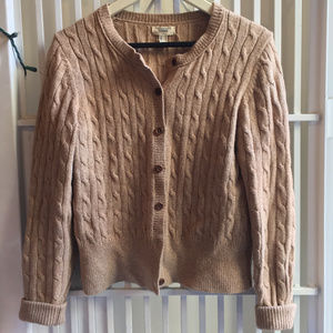 Land's End Canvas tan cable knit cardigan